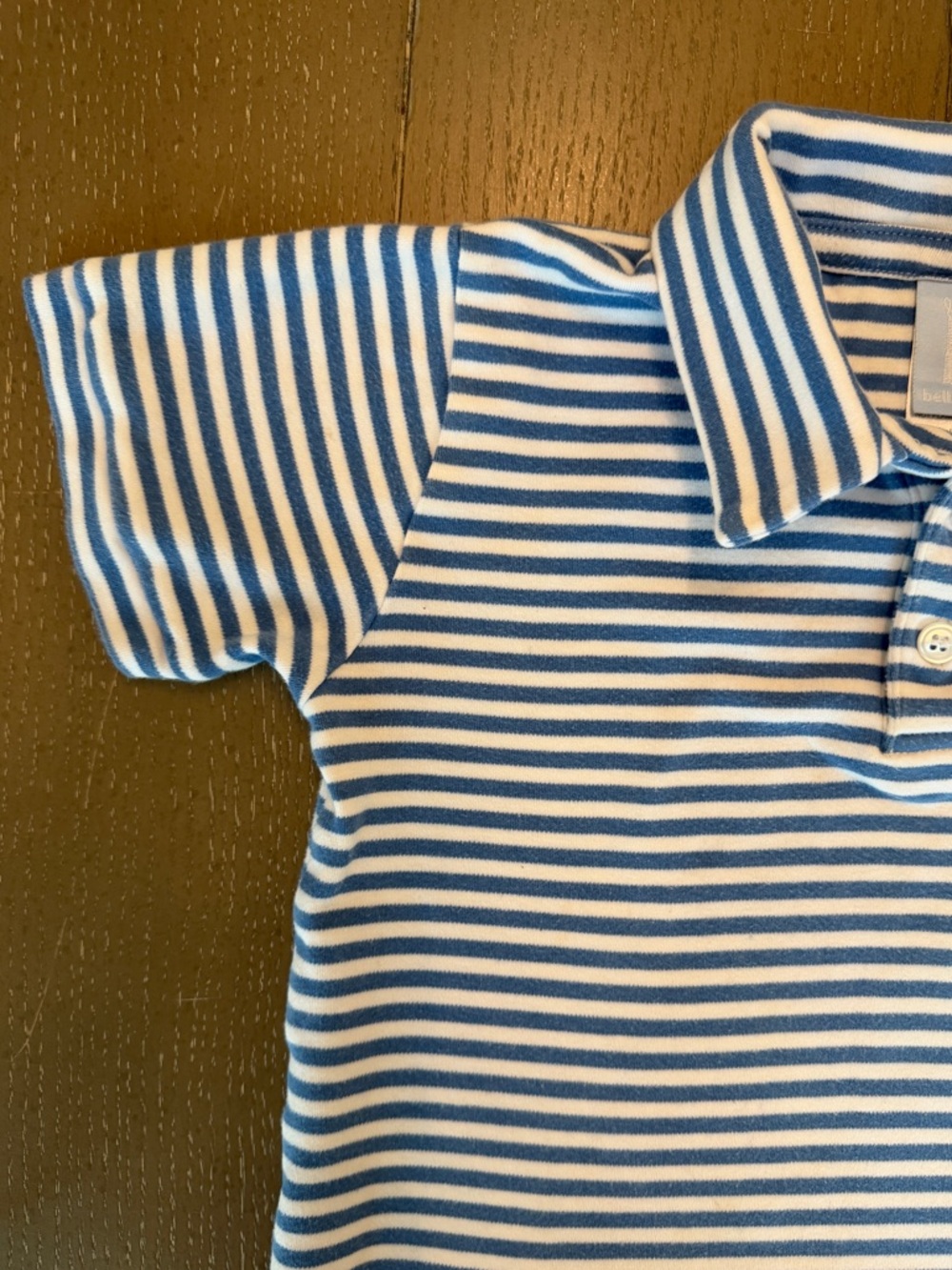 Bella Bliss Boys’ Short-Sleeve Preppy Blue Stripe Cotton Polo Shirt • Size 6 (S) - Picture 7 of 11